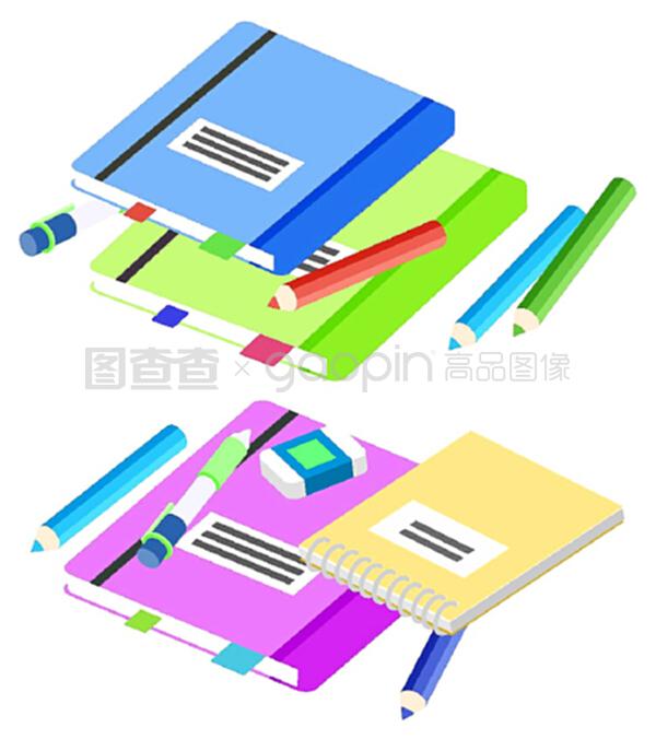 智慧伙伴 等距卡通文具的趣味世界